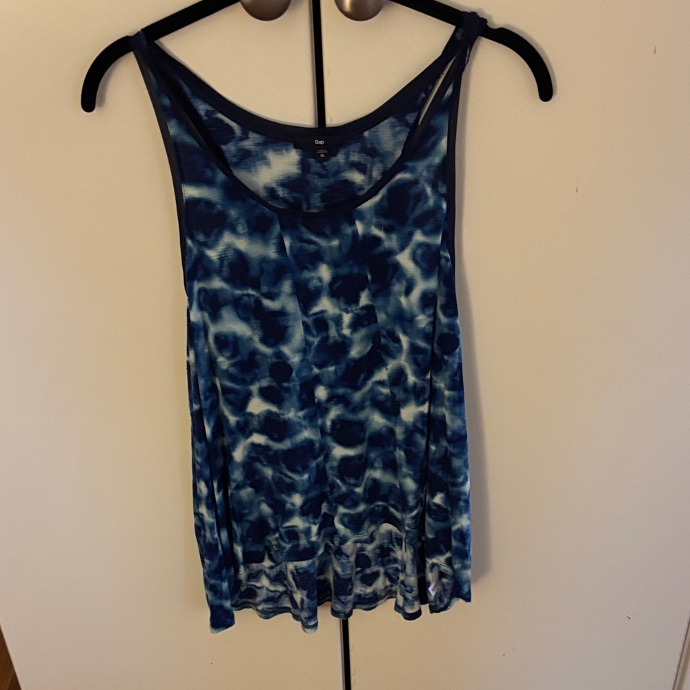 GAP Navy and White Women's Tank Top